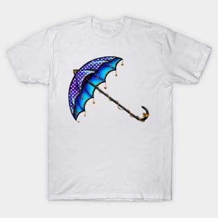 Blue Polka Umbrella T-Shirt